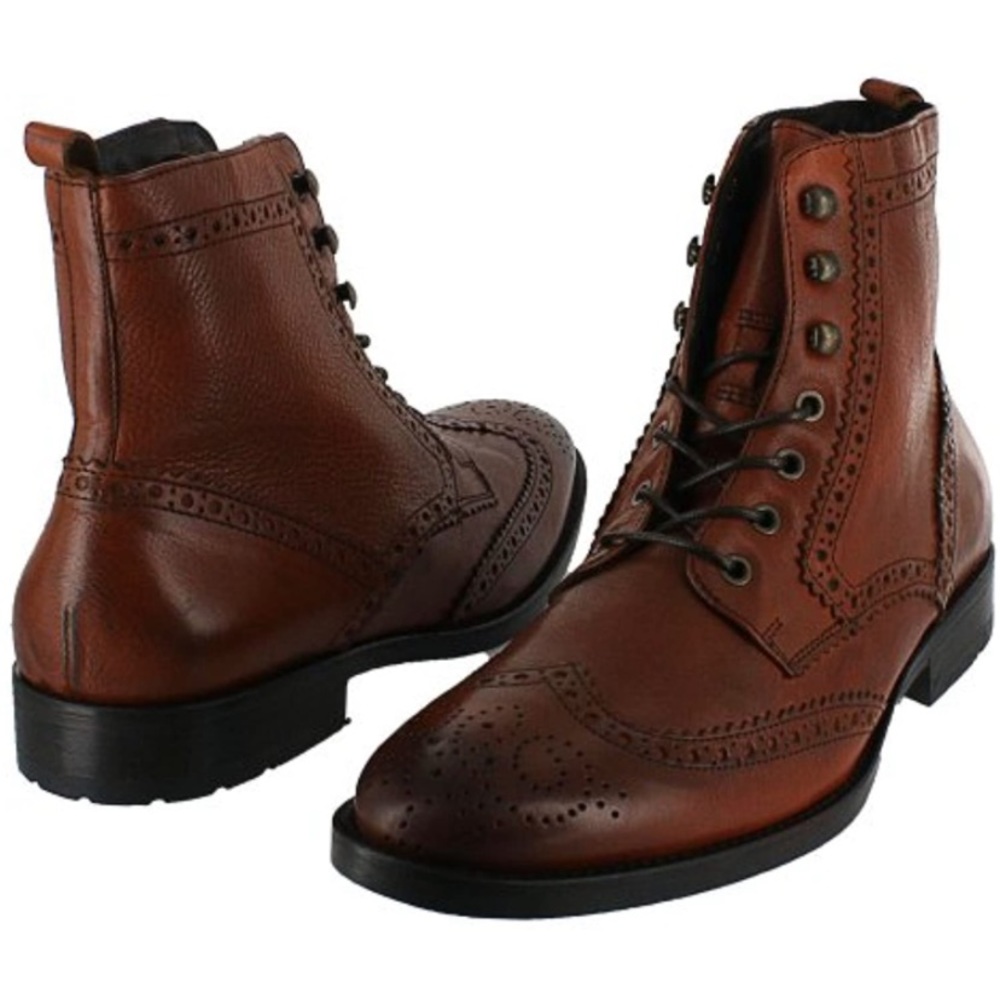 Johnston Murphy J&M 1850 Hattington Cognac Wingtip Boots 20-3670 Men's Size 8.5